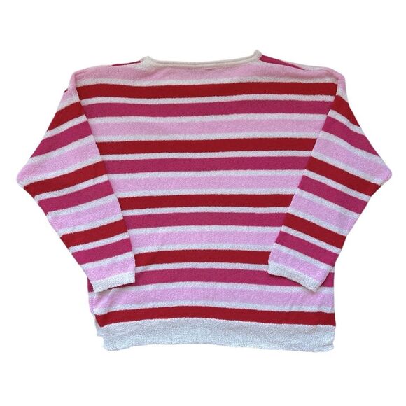 Haptics Pink Red White Striped Oversized Knit Top Size Large NWT - Picture 3 of 5